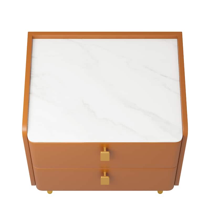 Modern Luxury 2-drawer Faux Leather Bedroom Nightstand