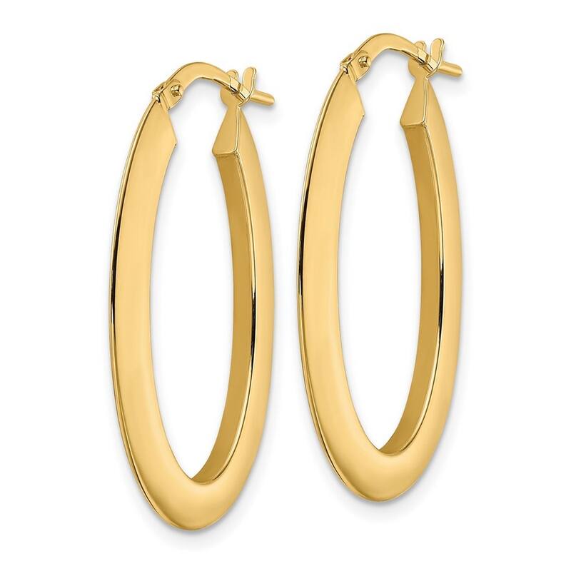 Curata 14k Yellow Gold Polished Knife-edged 33.7x2.1mm Oval Hoop Earrings