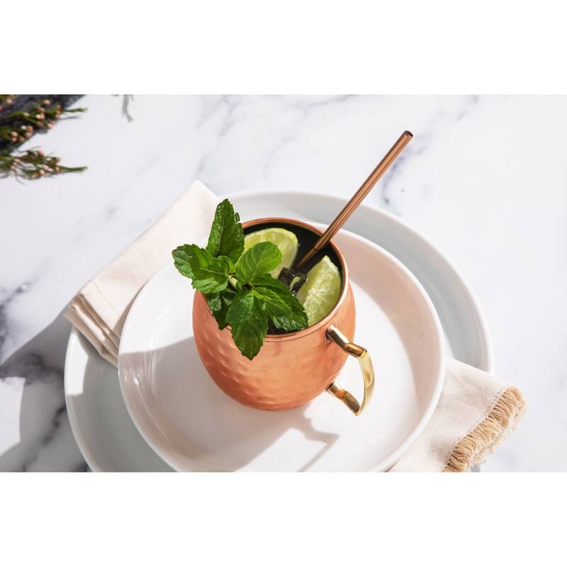 Moscow Mule Mugs Bar Accessories Drinking Cups 14 oz - 8 Pieces - 4 Cups & 4 Straws