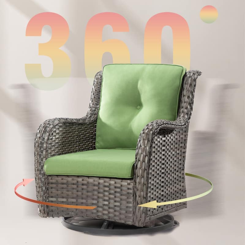 Cozywor 3-Piece Wicker Patio Swivel Outdoor Rocking Chair Set