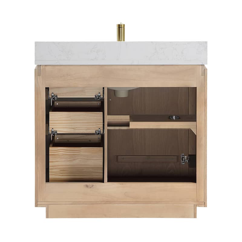 San Single Bath Vanity with Composite Stone Top without Mirror