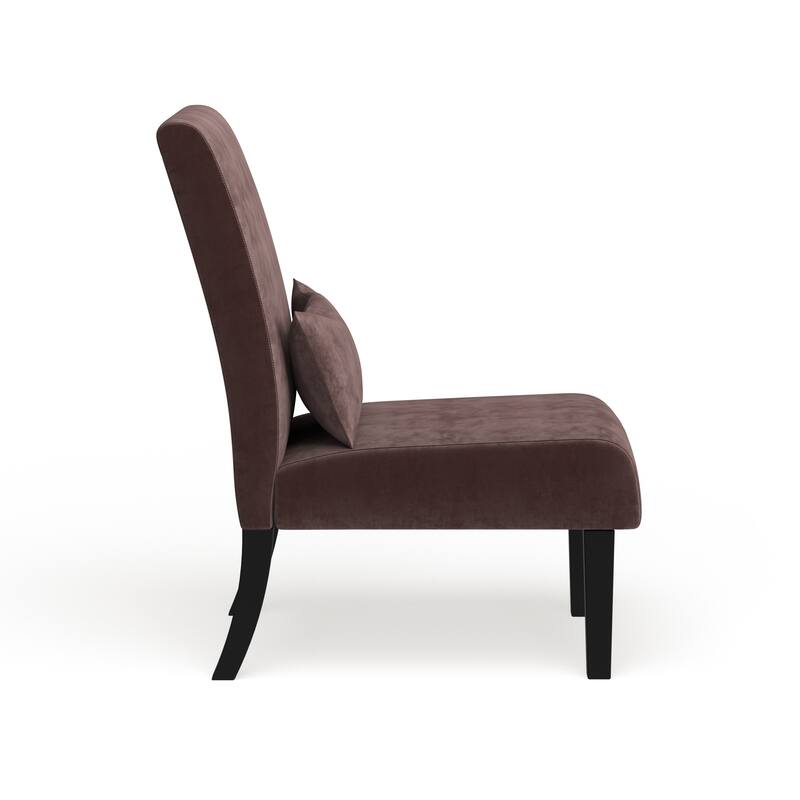 Porch & Den Vista Armless Chenille Accent Chair w/ Kidney Pillow