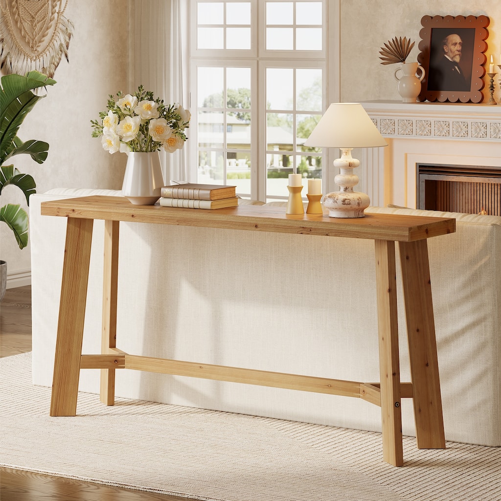 63-Inch Solid Wood Console Table for Living Room