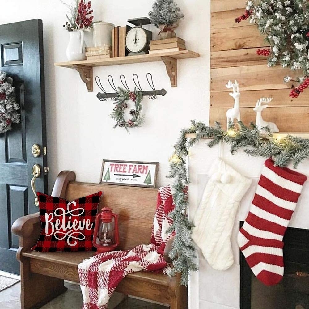 Buffalo Plaid Christmas Pillow Covers 18x18 Set of 4 Medium Bed Bath Beyond 32490555