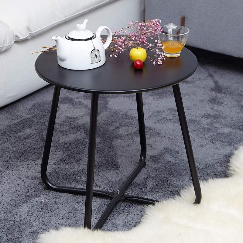 Clihome Outdoor Modern Steel Round Accent Side Table