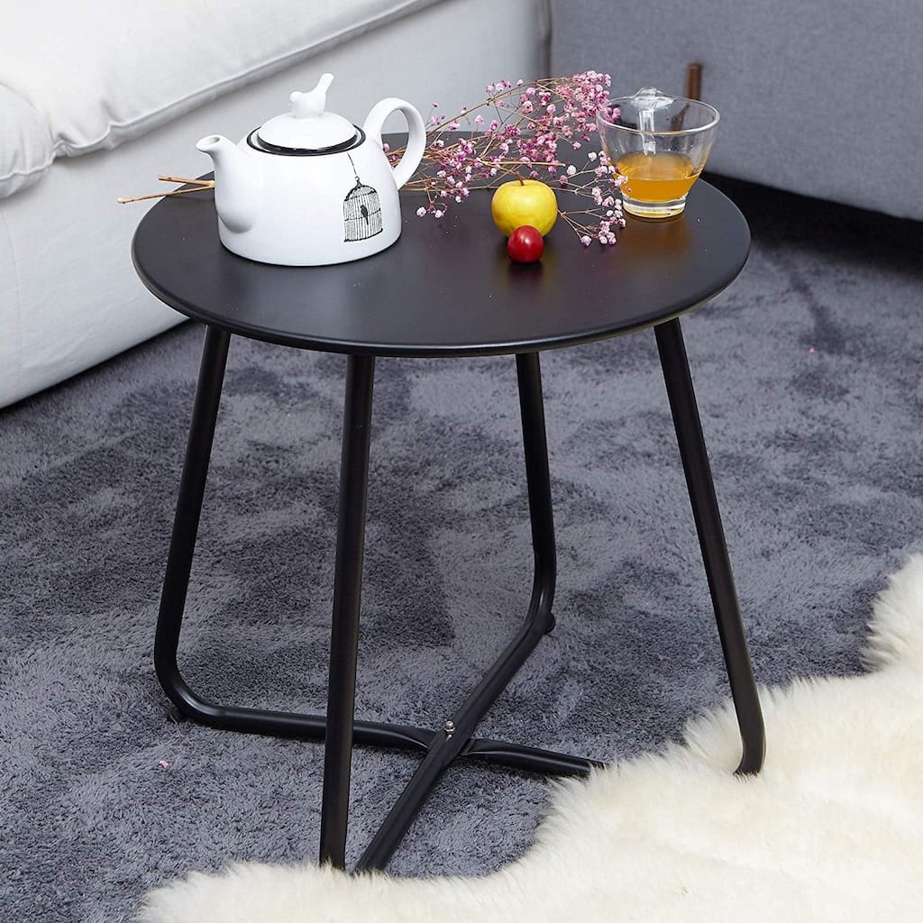 Clihome Outdoor Modern Steel Round Accent Side Table