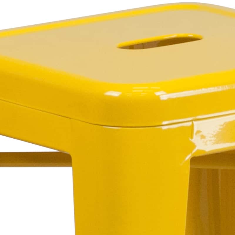 24" High Backless Metal Indoor-Outdoor Counter Height Stool w/Square Seat