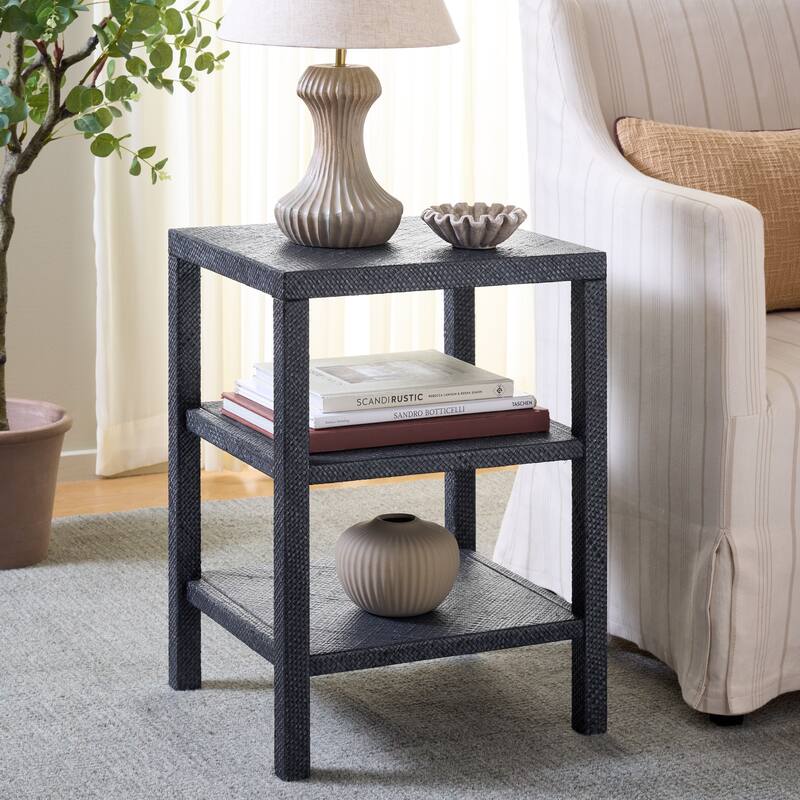 SAFAVIEH Ozden Raffia Light Natural 2-Shelf Accent Table - 17.2" W x 15.1" L x 23.5" H - 17"W x 15"D x 24"H