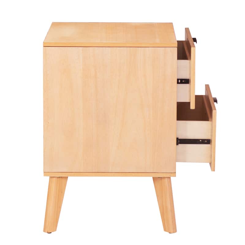 Carter Wooden 2-Drawer Mid Century Nightstand