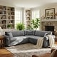 preview thumbnail 4 of 109, Homy Casa Chenille Sleeper Sectional Sofa with Pull-Out Bed 5 Light Grey - Right Facing