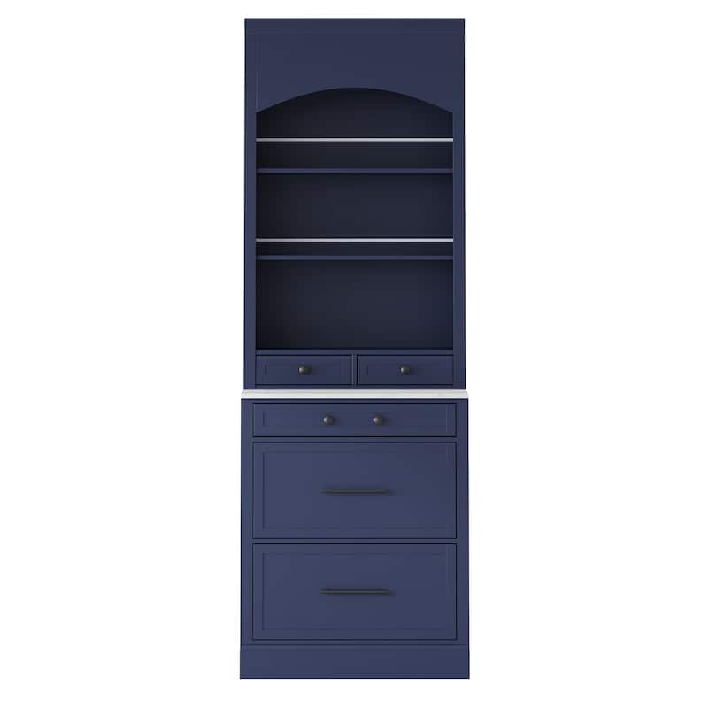 Roomfitters 83.7" Tall Kitchen Pantry with Faux Marble Top, 5 storage unitss and Adjustable Shelf, Freestanding Cabinet