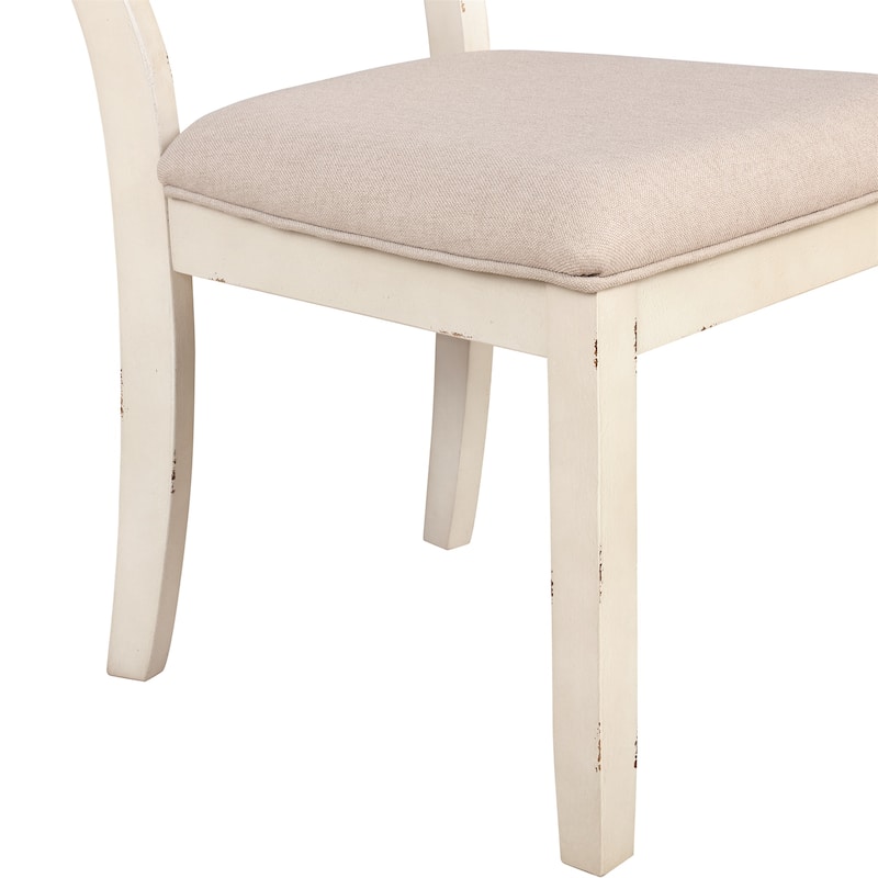 Wood Cross Back Upholstered Dining Chairs, Set of 2