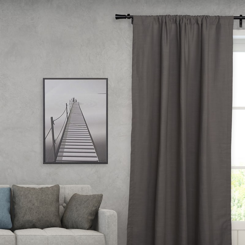 Lumi 3/4" Single Curtain Rod Brushed Nickel/Black- Cylinder finials