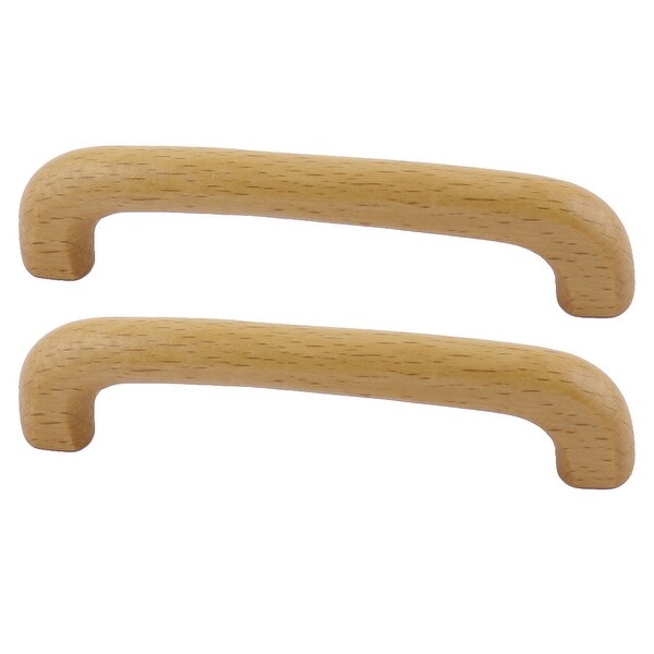 Home Wood Door Dresser Drawer Replacement Pull Handle Handgrip Wood Color 2 Pcs