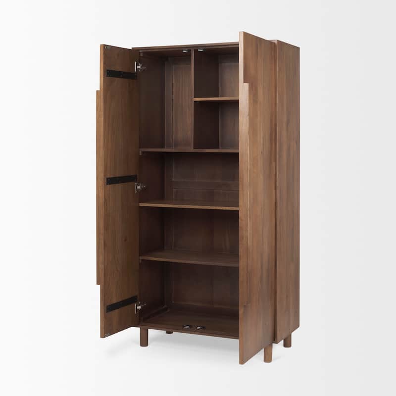 Astrid Medium Brown Solid Wood Armoire Cabinet - 38.8L x 19.8W x 68.5H