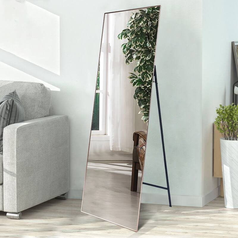 Rectangular Metal Framed Full Length Mirror - Gold