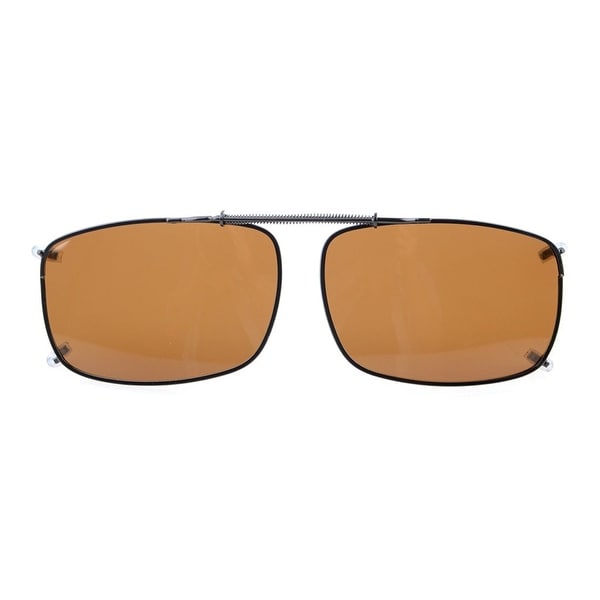 Eyekepper 2 1/4"x1 1/2" Clip On Sunglasses With Spring Draw Bar Polarized Brown Lens
