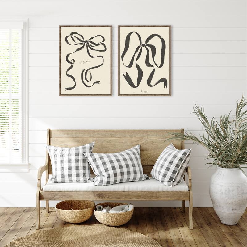 Amanti Art Bow No. 1 & 2 2 Piece by Nktn Framed Canvas Wall Art