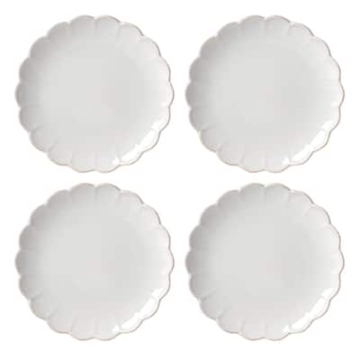 French Perle Scallop 4-Piece Accent Plate Set White