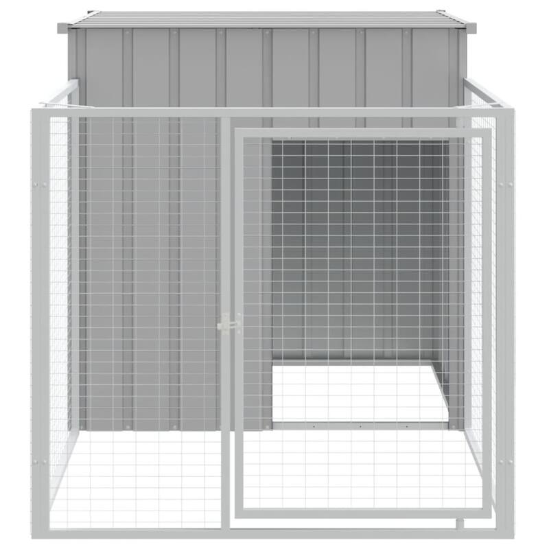 vidaXL Dog House with Run Anthracite/Light Gray multisize Galvanized Steel