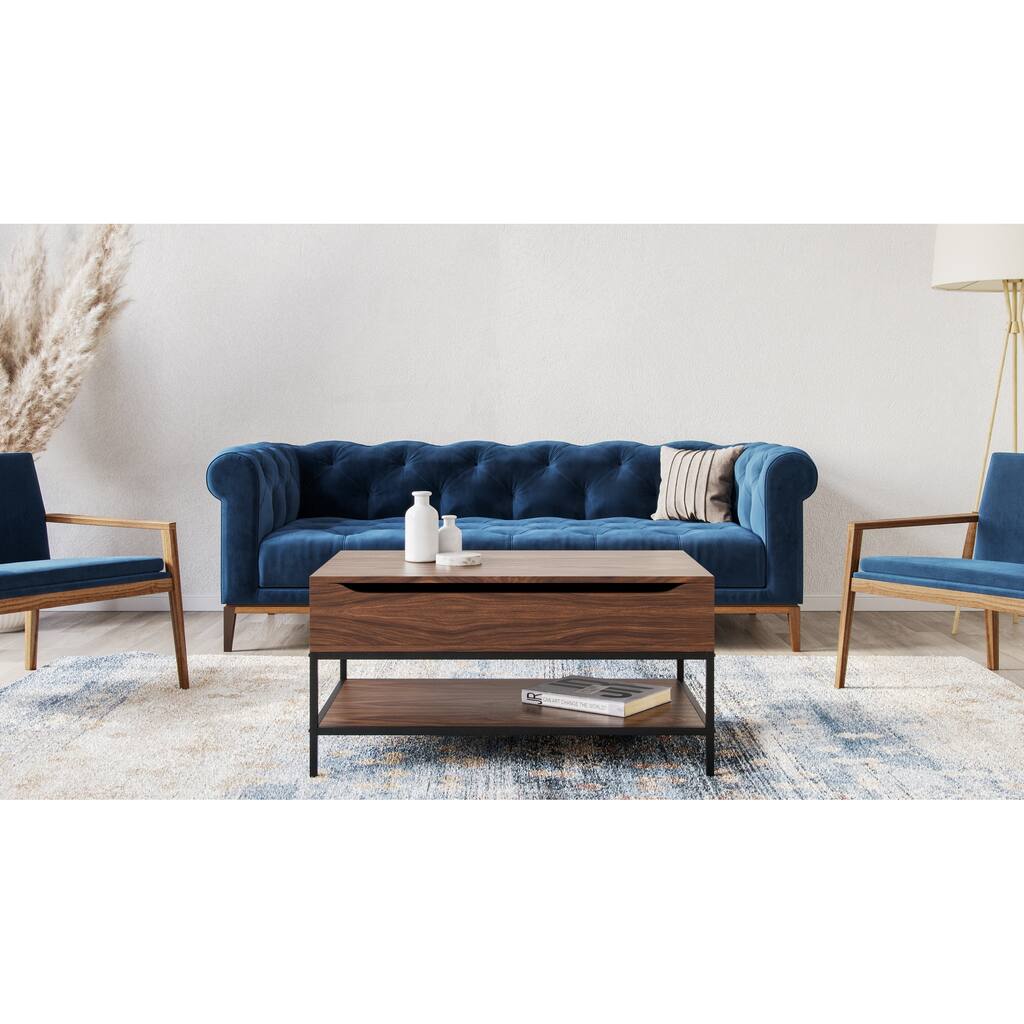 Mackenzie 36" Modern Industrial Lift Top Coffee Table (Dark Walnut ...