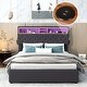 preview thumbnail 2 of 17, Multiple Storage,Full Size Upholstered Platform Bed with Storage Headboard, LED, USB Charging and 2 Drawers