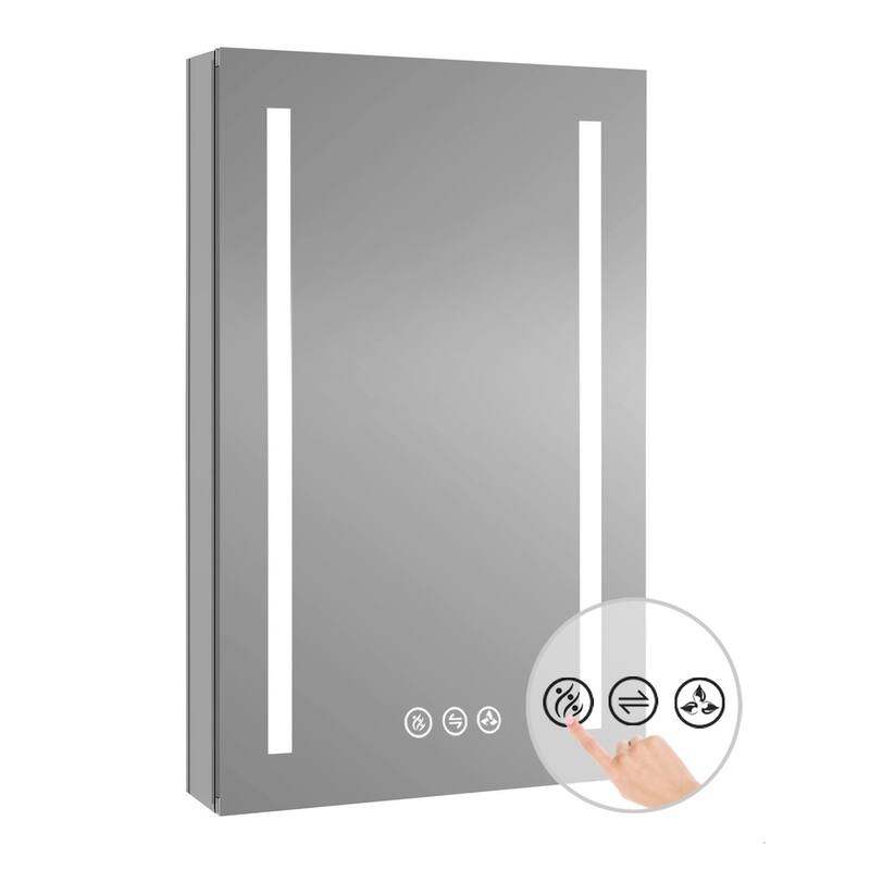 LED-lit Medicine Cabinet with Mirrors, Defogger, and USB Outlets - 20x32 - Hinge on Left