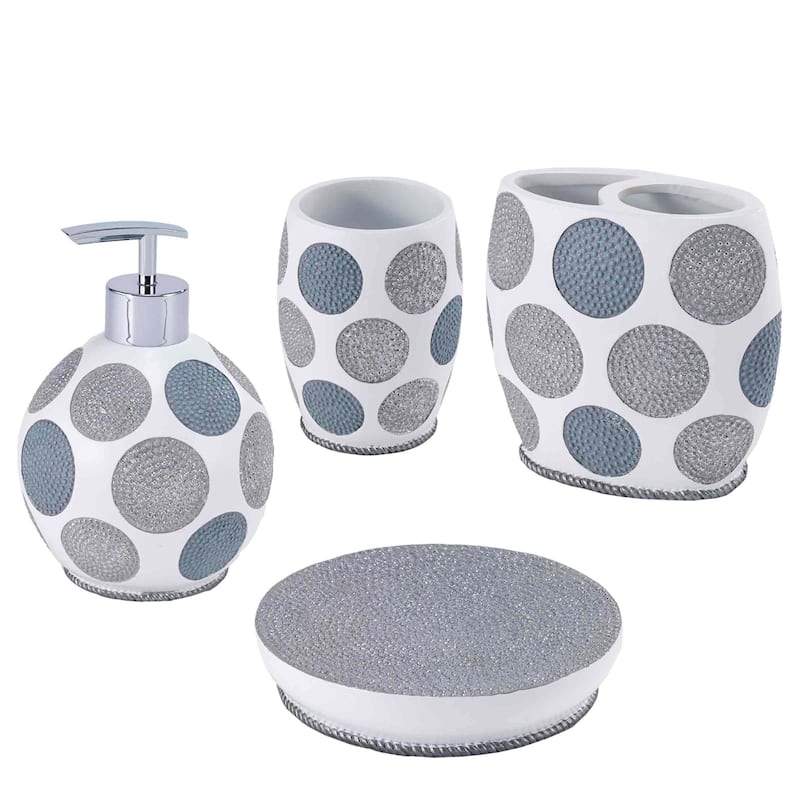 Avanti Linens Dotted Circles 4-Piece Bath Accessory Set - Bath Acc 4pc Set - TM, TB, SD, LP