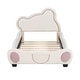preview thumbnail 3 of 16, Twin Size Velvet Platform Bed with Bear-Shaped Headboard & Bed-End Storage Pocket, Beige