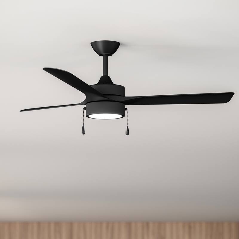 Axion 3-Blade Modern LED Ceiling Fan with Matte Blades - Matte Black - Pull Chain