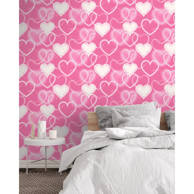 Arthouse Effie Pink Neon Heart Wallpaper