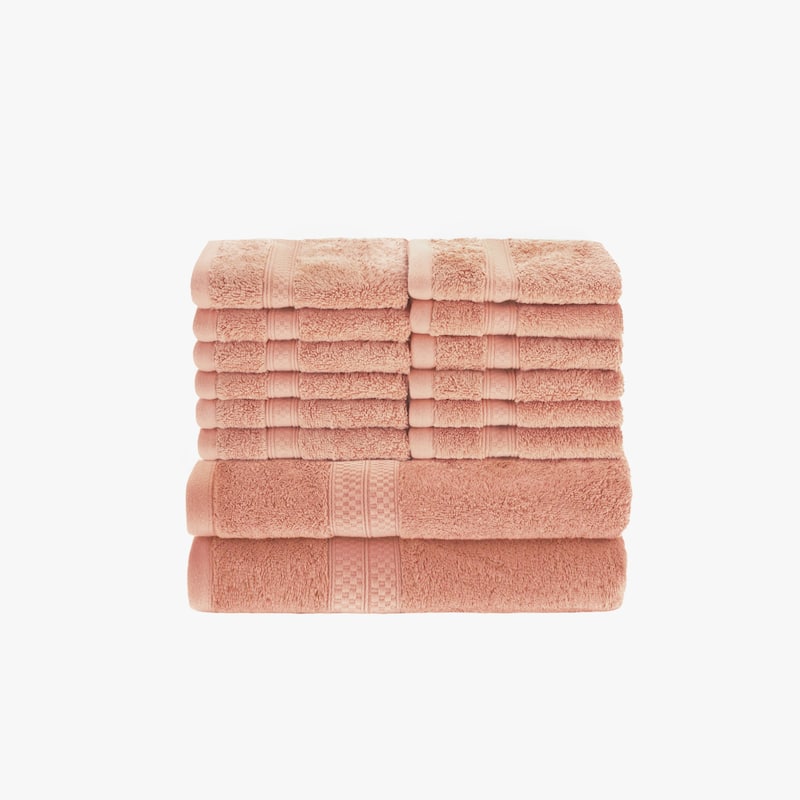 Superior 14 Piece Towel Set, Rayon From Bamboo and Cotton (2 Bath, 12 Face Towels)