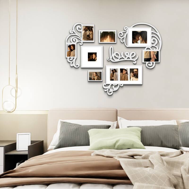 HELLO LAURA Heart-Shaped Photo Frame Set Wall Hanging Picture Frame - White