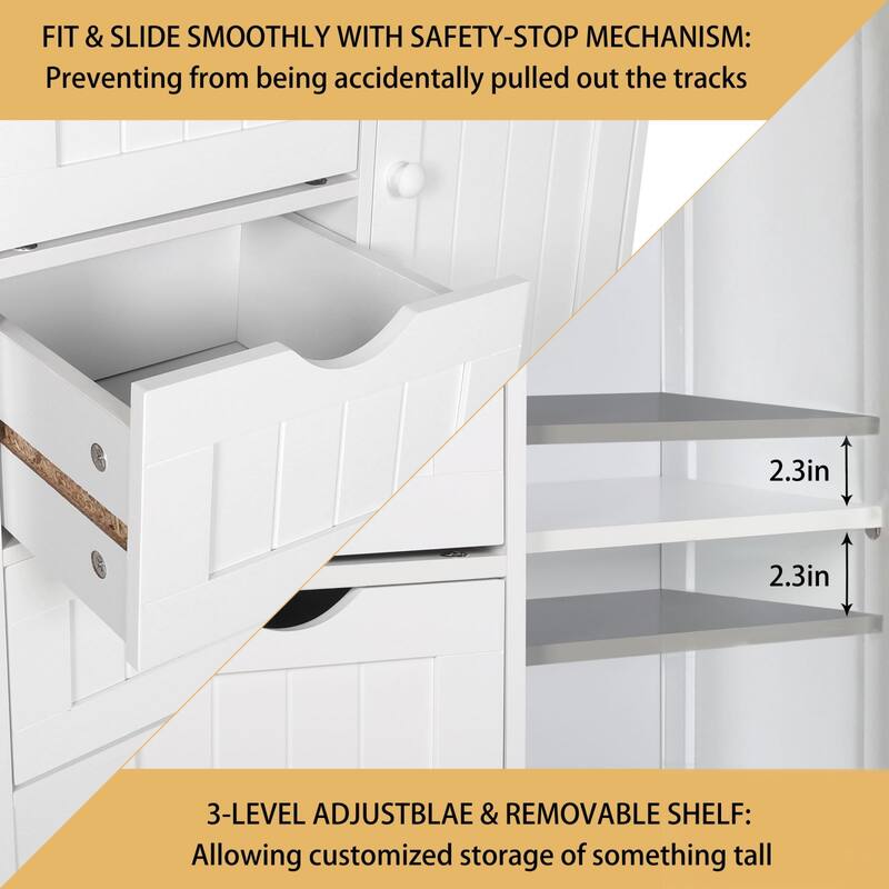 VEIKOUS 4 Drawers Bathroom Storage Cabinet and Cupboard Shelves