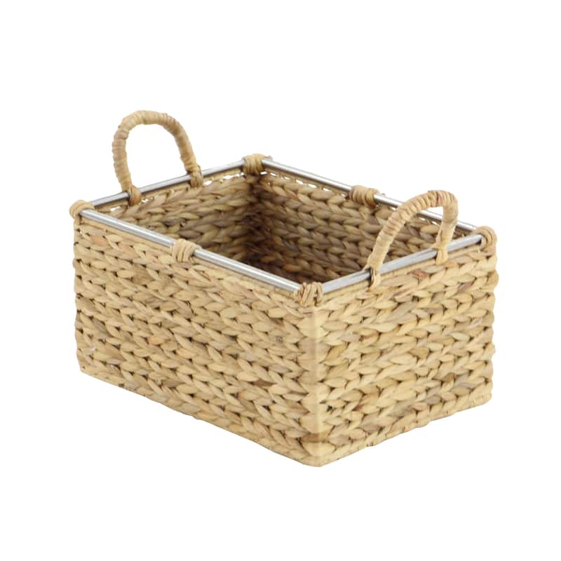 Seagrass Handmade Decorative and Functional Storage Basket with Handles - Set of 3 Light Brown - Roche River Decor