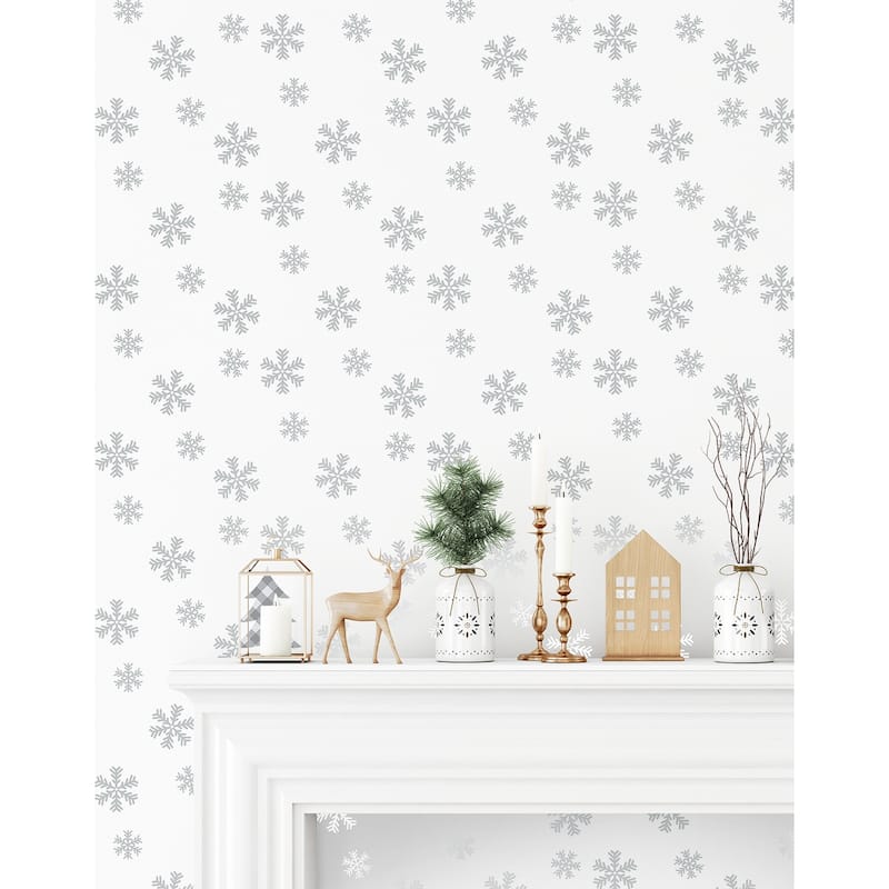 NextWall Snowflakes Peel and Stick Wallpaper
