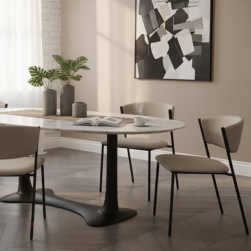 Manhattan Comfort Drift Vegan Leather Metal Side Chair - Set of 4