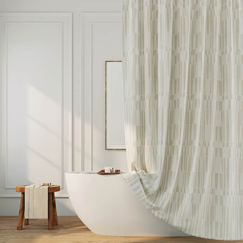 Indigo Road by Egypt Sherrod Ediz Geometric Blocks 1-Piece Shower Curtain - 70" x 72" - Taupe