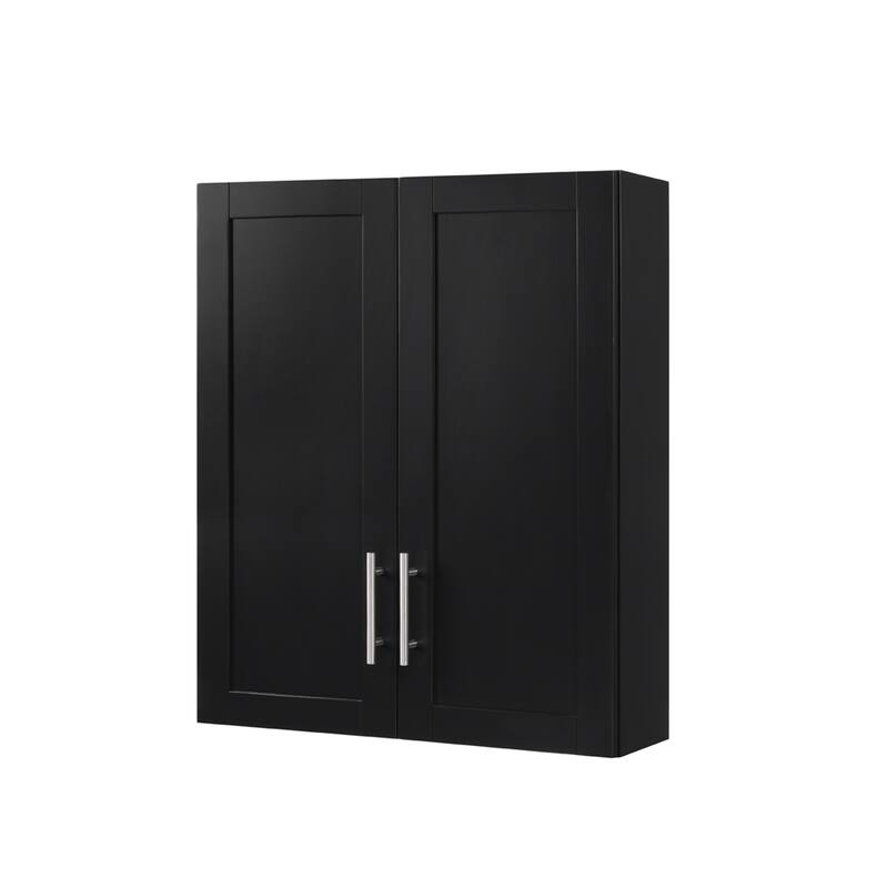 Elegant Wall-Mounted Cabinet with Adjustable Doors - Black