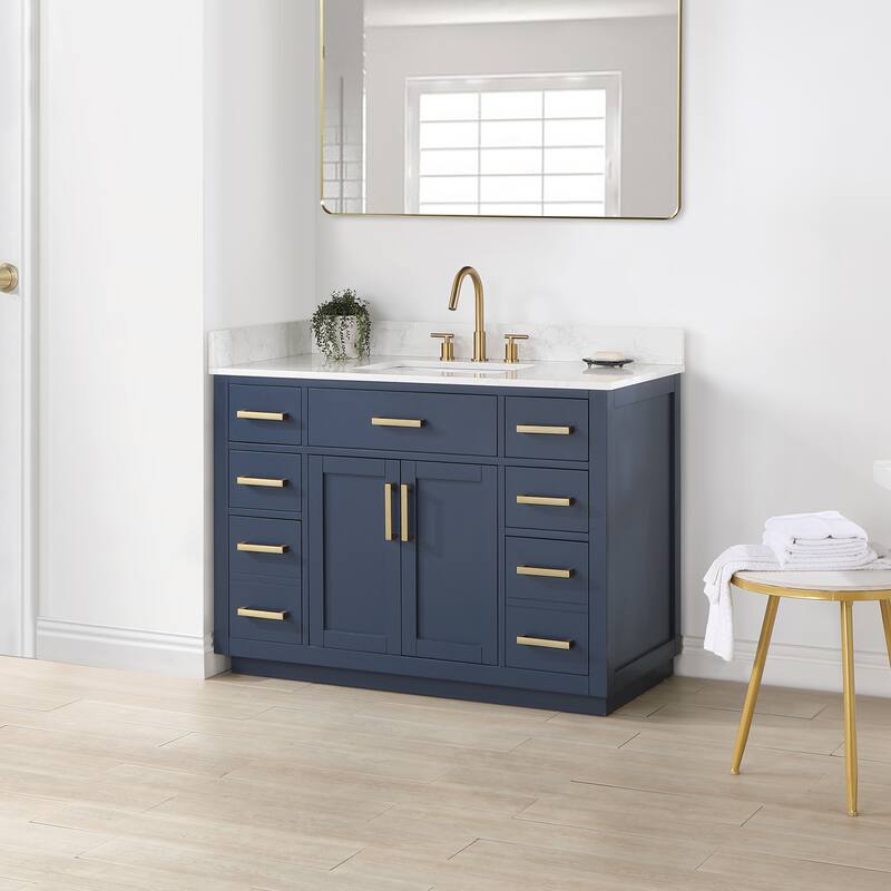 Altair Gavino Bath Vanity with Grain White Composite Stone Top, no Mirror