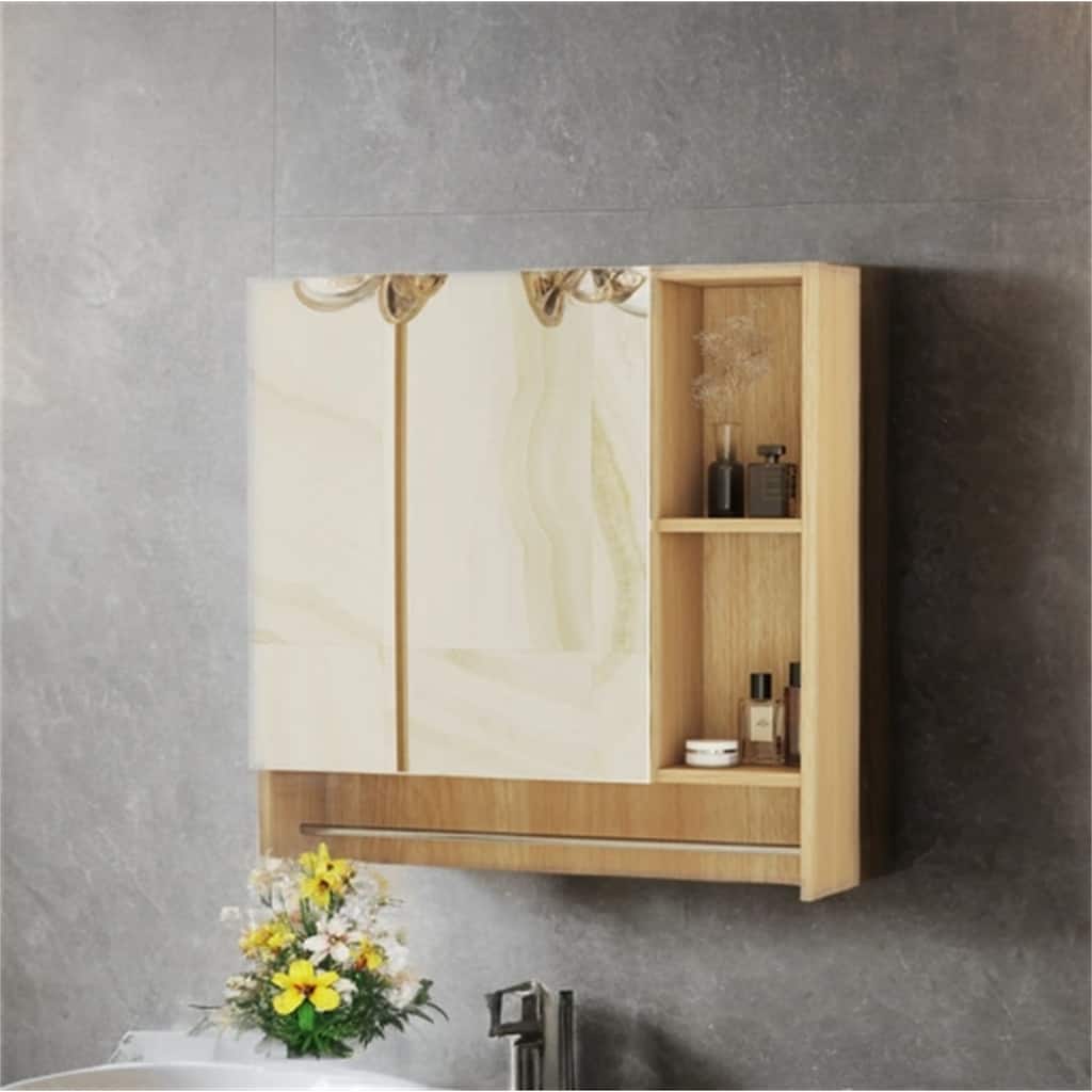 Bathroom Wall Mounted Mirror Cabinet with Shelves and Towel Rack