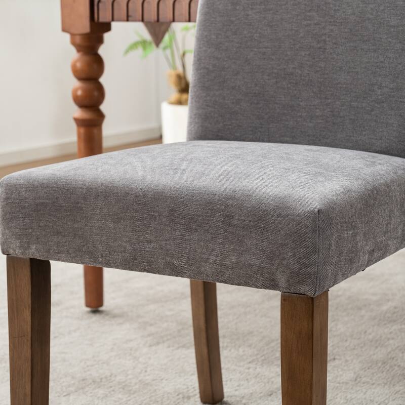 Upholstered Modern Dining Chairs, Linen Fabric Side Chairs Set of 2