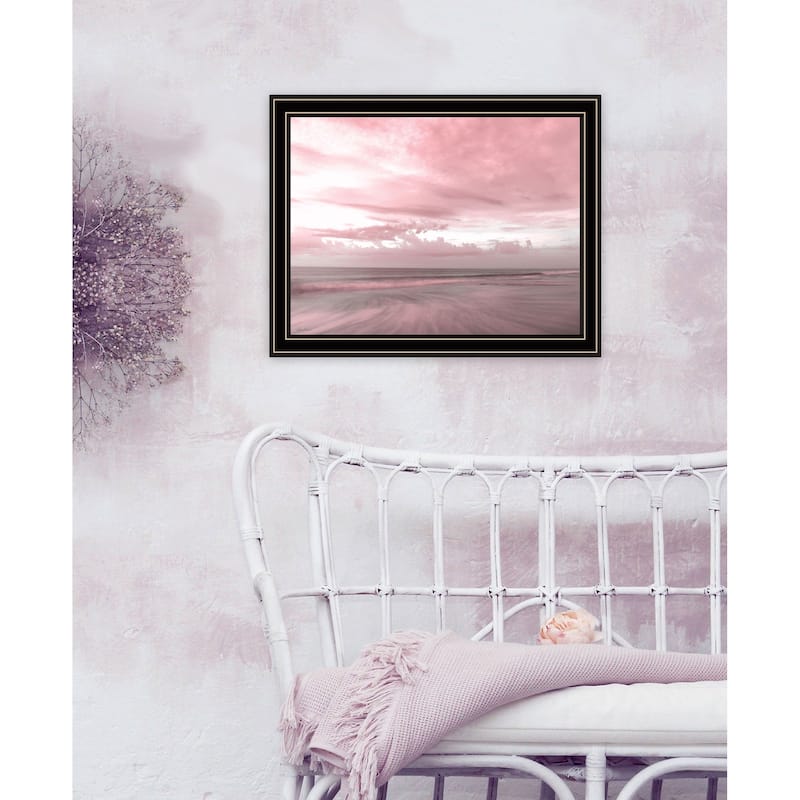TrendyDecor4U Coastal "Pink Beach Emotions" Framed Print Wall Art