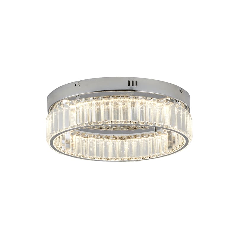 Transitional 1-Light Chrome Crystal LED Flush Mount