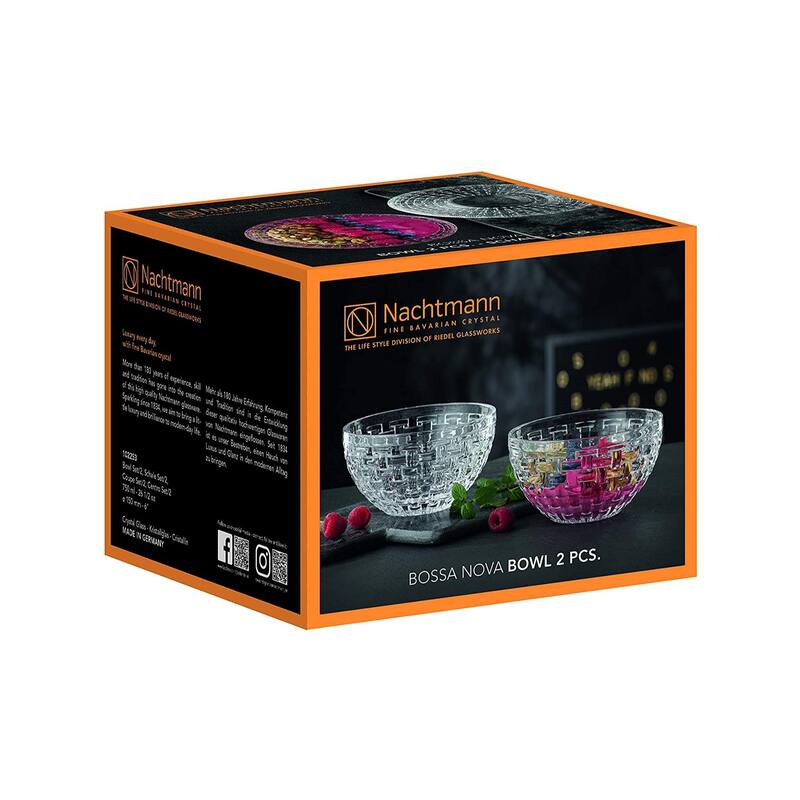 Nachtmann Set of 2 Bossa Nova Round Crystal Bowls - 6 Inch