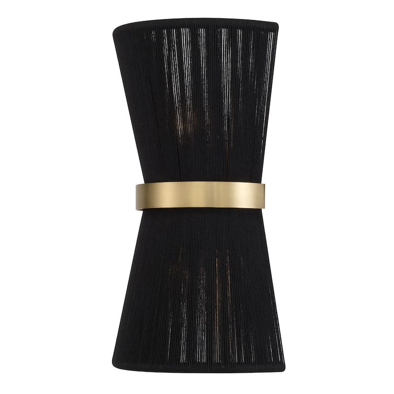 Cecilia 2-Light Sconce - 8.75"W x 16"H x 5"E - Black Rope and Patinaed Brass