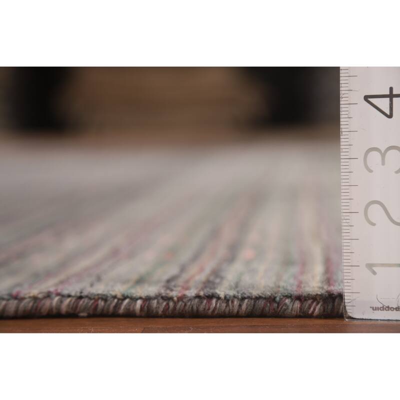 Striped Gabbeh Area Rug Hand-Knotted Indian Wool Carpet - 8'9"x 11'8"