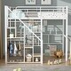 preview thumbnail 3 of 10, Twin Size Metal Loft Bed with Storage Stairs & Wardrobe, White, Space-Saving Design, No Box Spring Needed