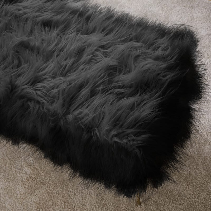 Silver Orchid Nilsson Contemporary Modern Faux Fur Long Bench Ottoman