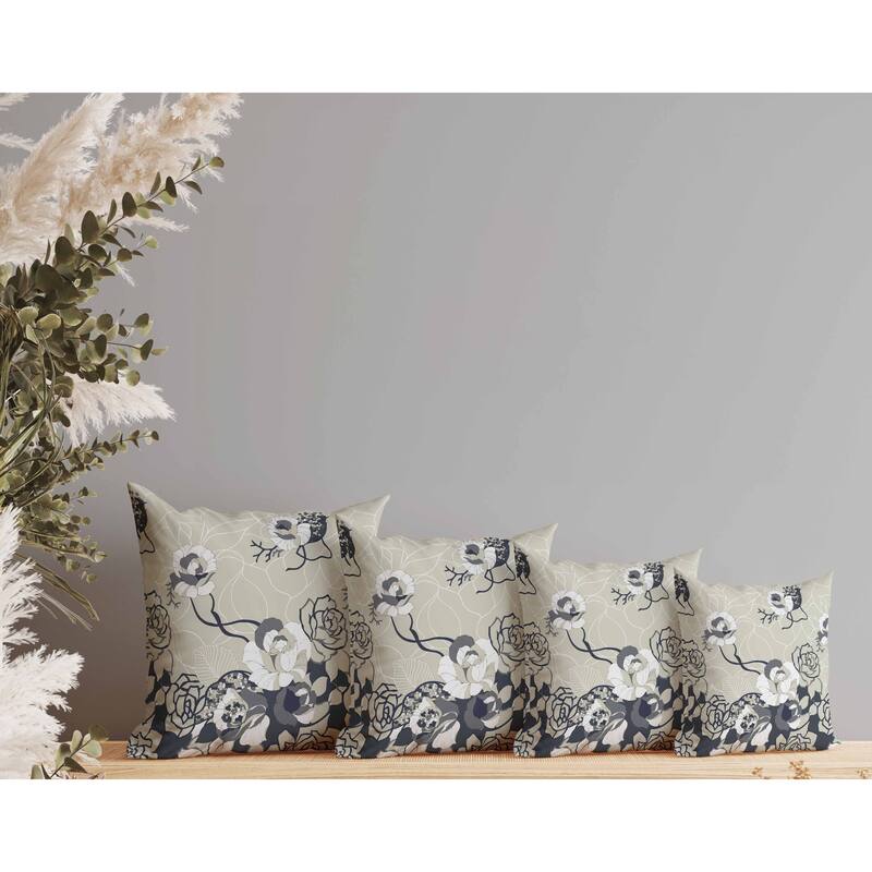 Regal Rose Retreat Indoor/Outdoor Reversible Throw Pillow Yellow and Gray